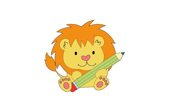 Baby Lion with Pencil: A Designer's Review for School Projects