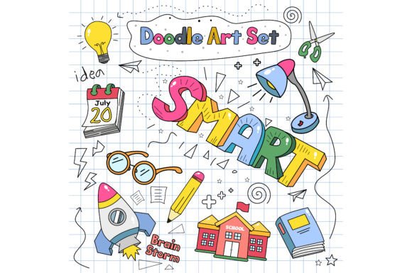 Colorful School Doodle Graphics & Illustrations