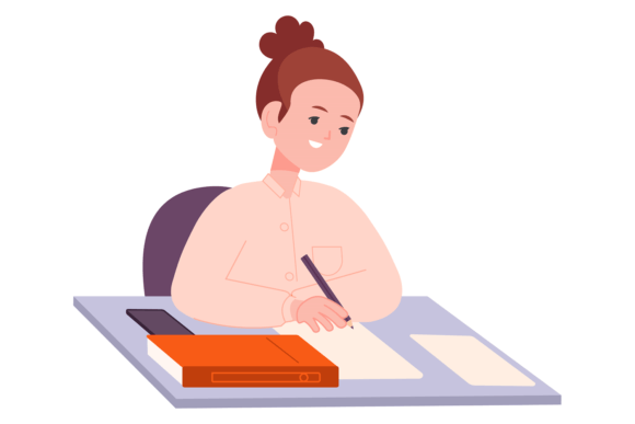 Kid Doing Homework: Graphics & Illustrations