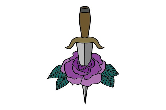 Old School Tattoo Rose and Dagger for Crafts & Tattoos