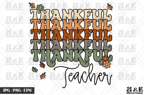 Retro Thankful Teacher Graphics for T-Shirt Designs
