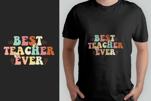 Retro Wavy Teacher Graphics for T-Shirt Designs